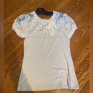 Hieber White Lace Detailed Tee Shirt Size 44